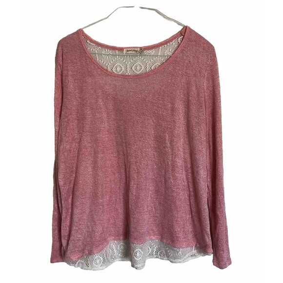 Faded Glory Heather Pink Crotchet / Lace Hem & Back Top XL - Picture 1 of 11